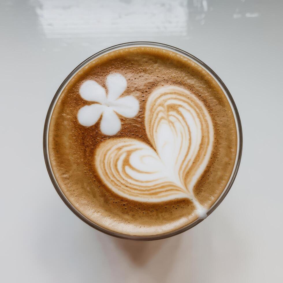 Latte art coffee isolated on white backgroundxa photo