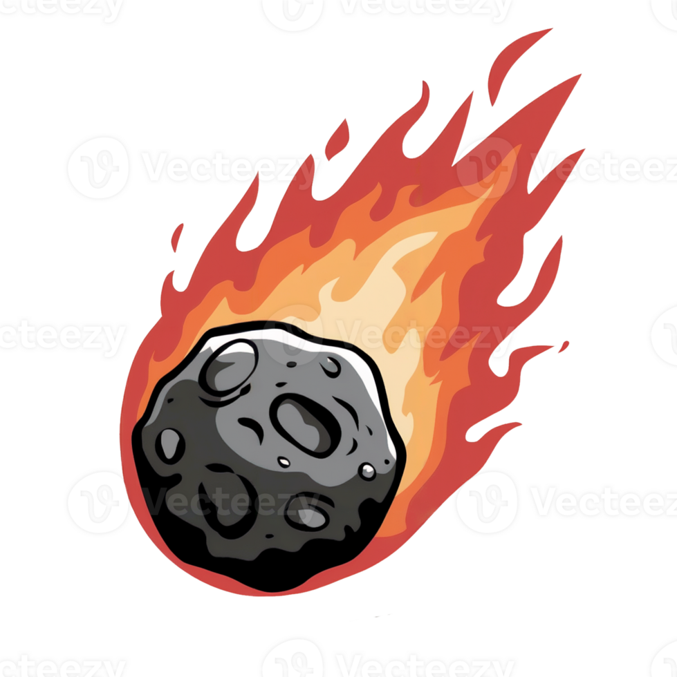 A fiery big meteor hurtles through space cutouts png