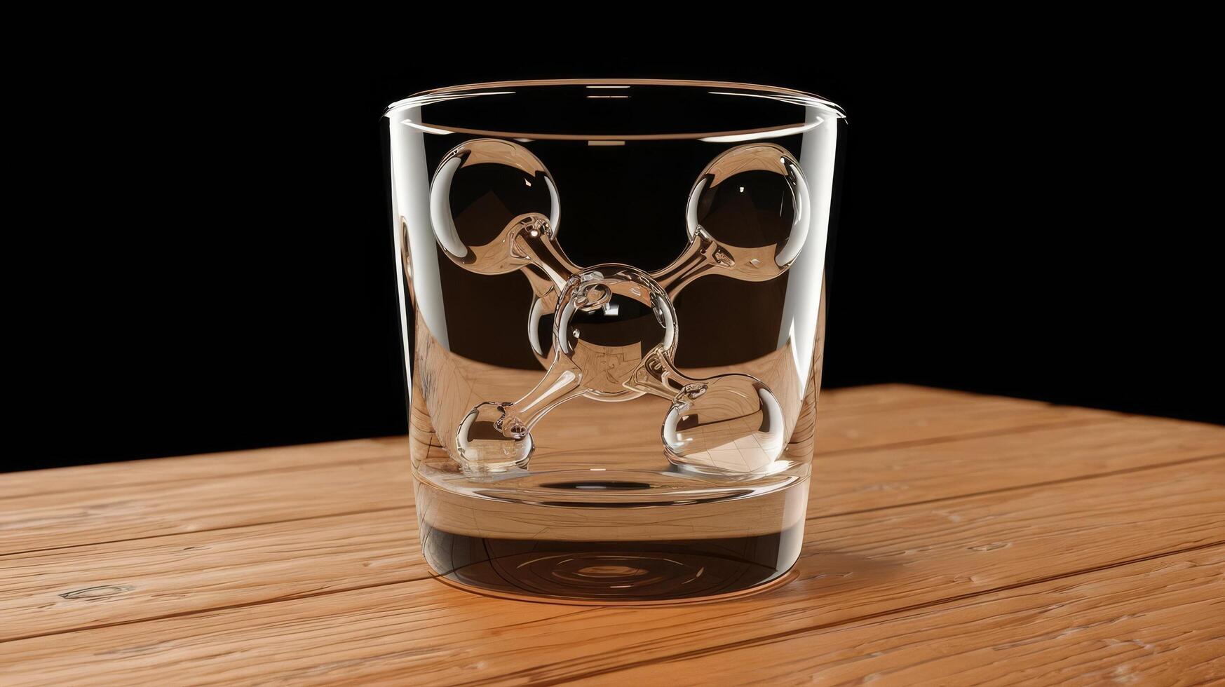 Molecule glass 3d on black background photo