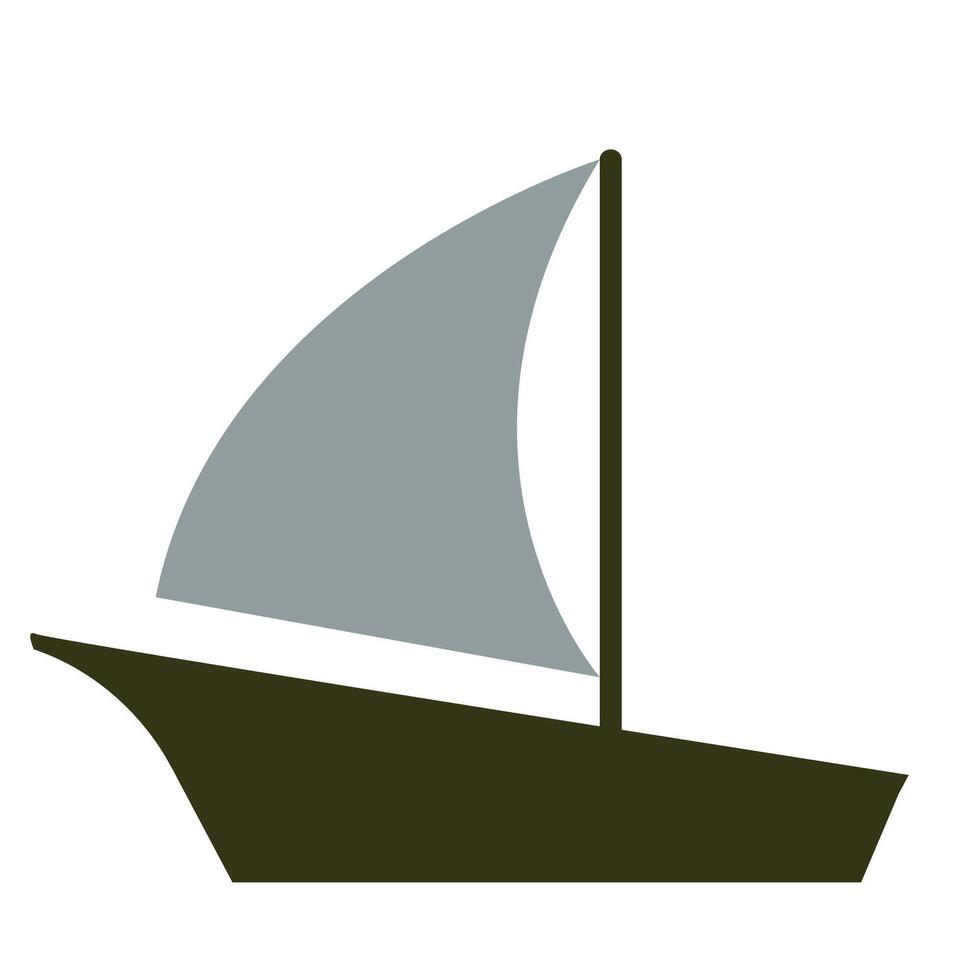 Minimalist sailboat icon with a simple geometric design in a nautical theme. Summer holidays, journey, vacation travel illustration design vector