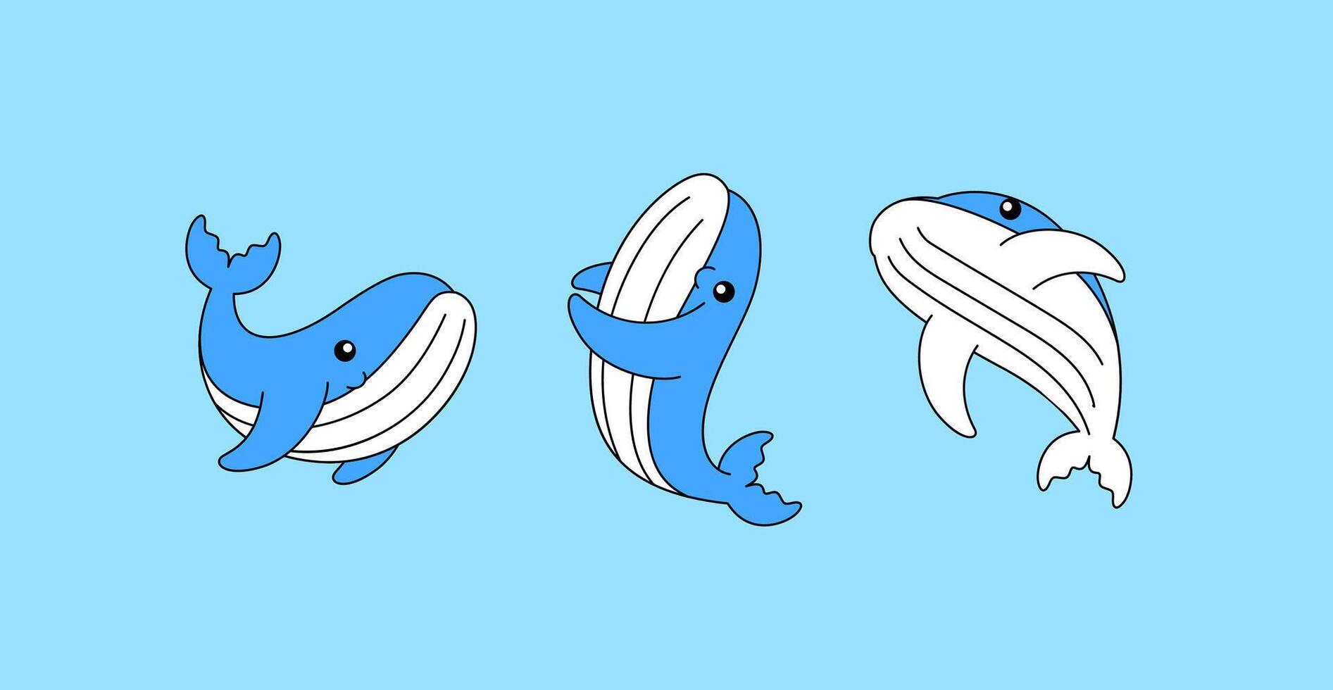 Playful whales swimming joyfully in the sea illustration vector