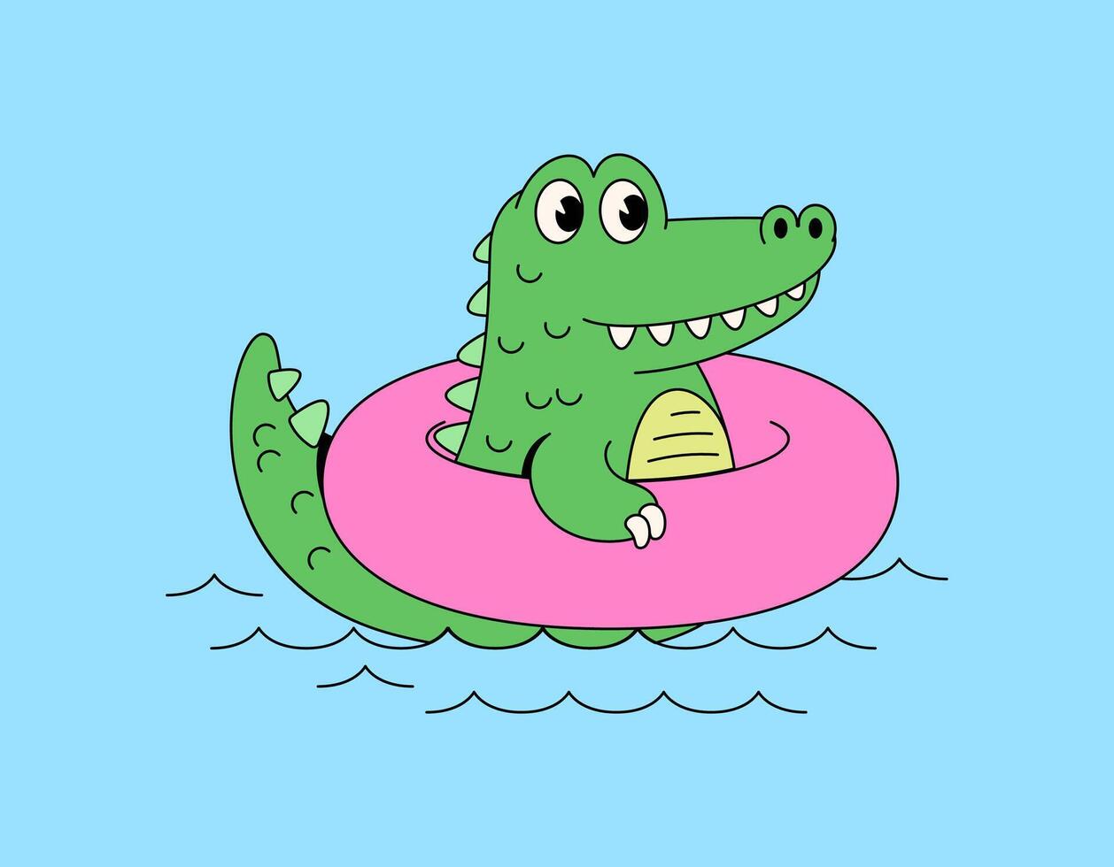 Alligator in pool illustration vector