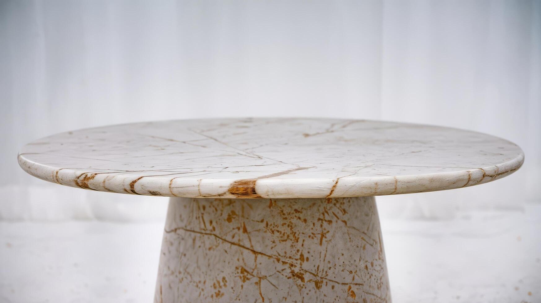 Empty top of white marble stone table on white background can be used for product display photo