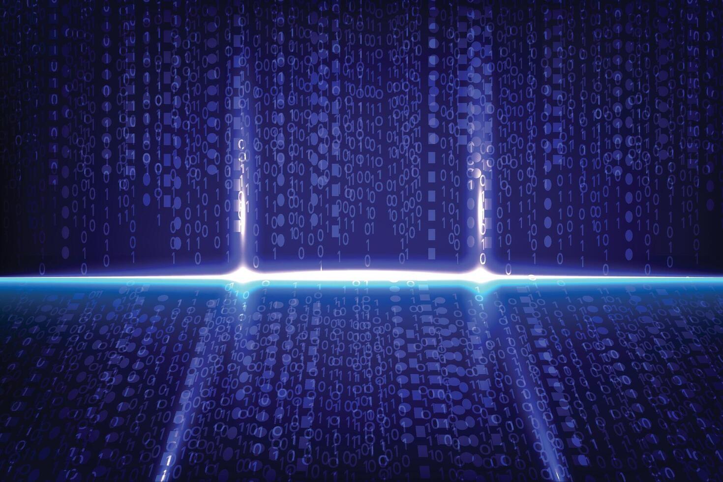 Abstract Big data Technology binary code Random blue digits on screen vector