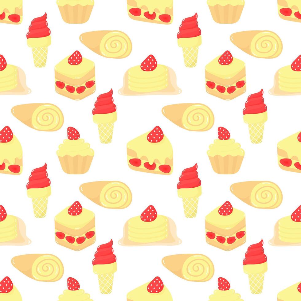 a seamless pattern of sweet cake illustrations vector