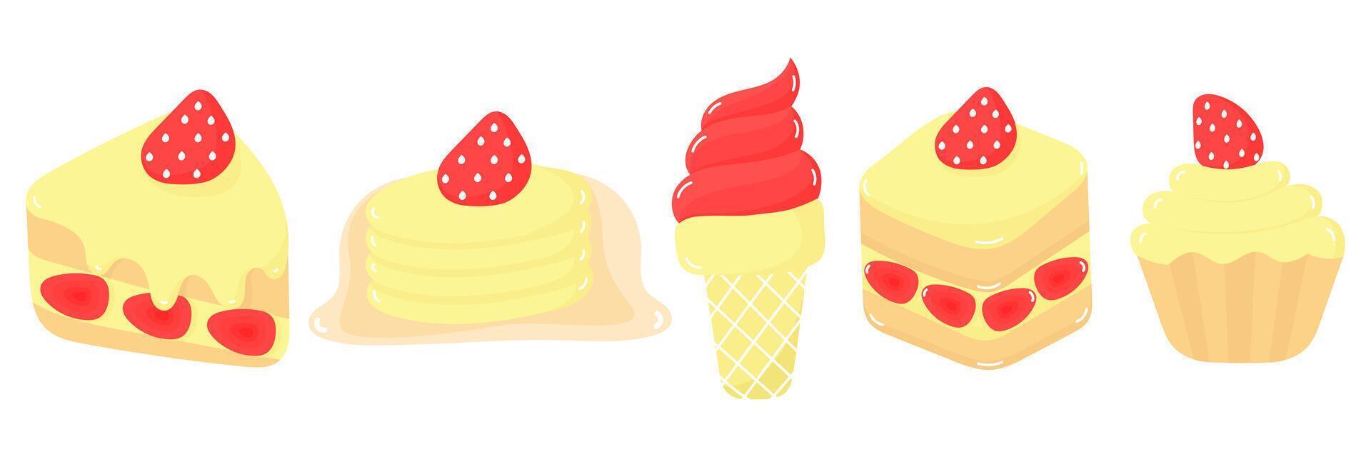 a collection of sweet cake illustrations2 vector