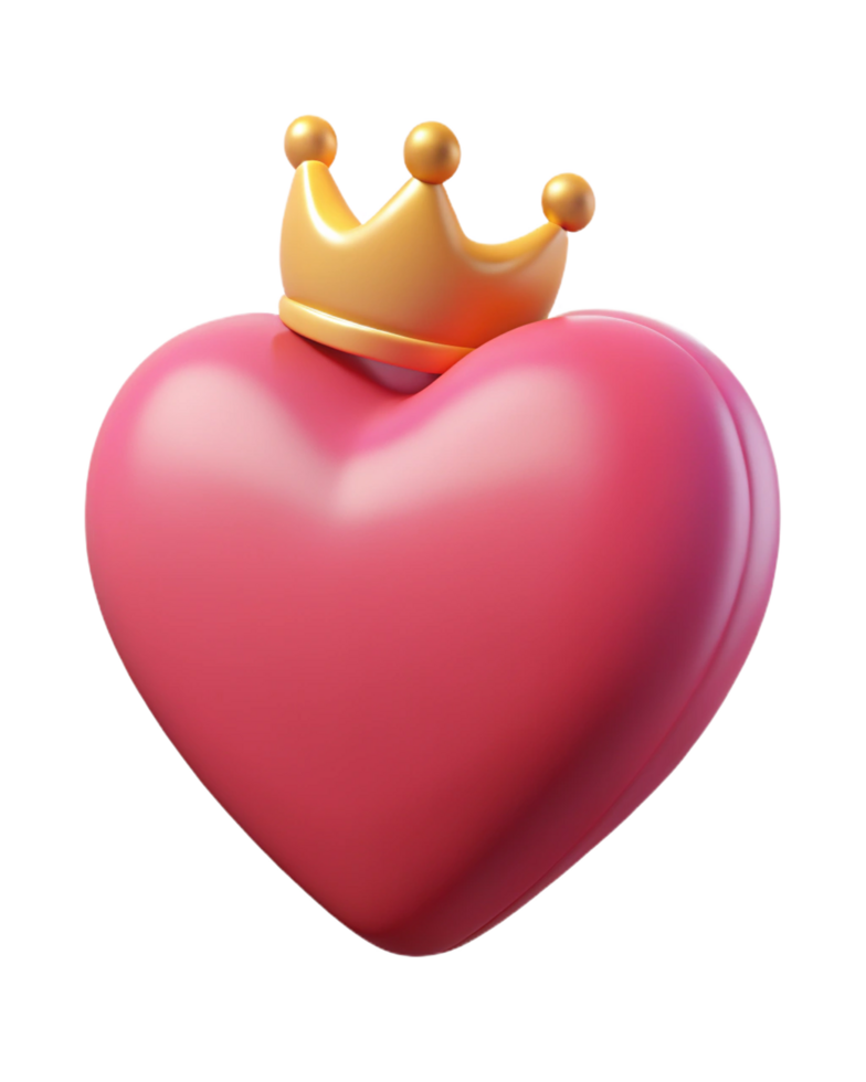 Beautiful red heart crowned with royal elegance png