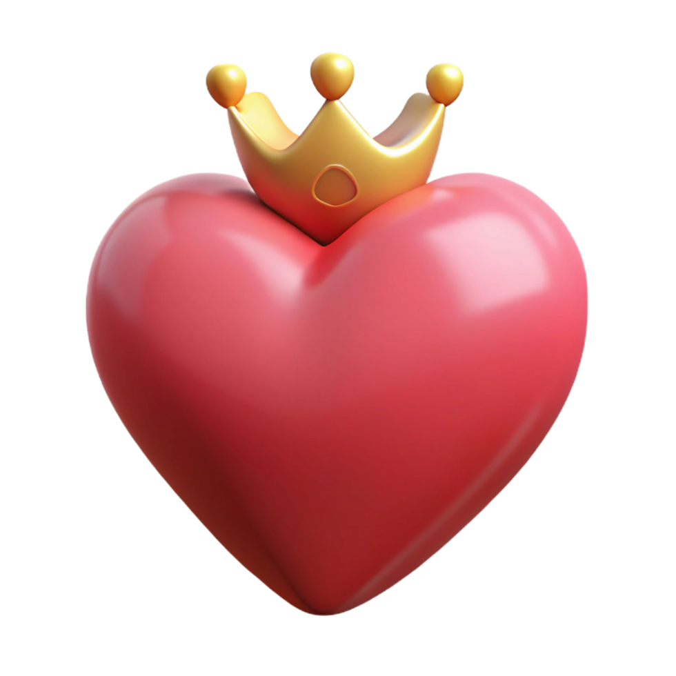 Stunning heart symbol with a premium crown png