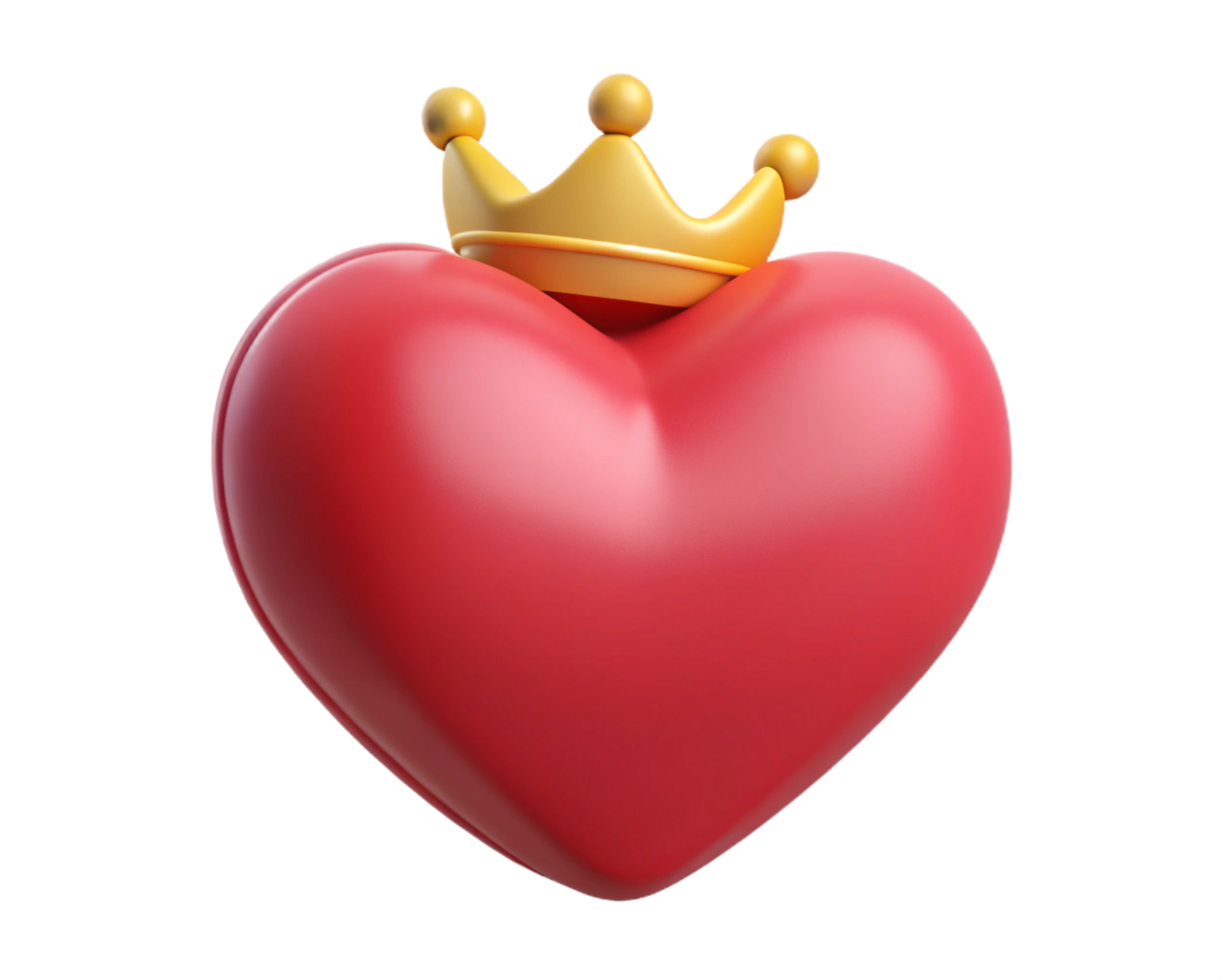 Love and royalty combined in a crowned heart png