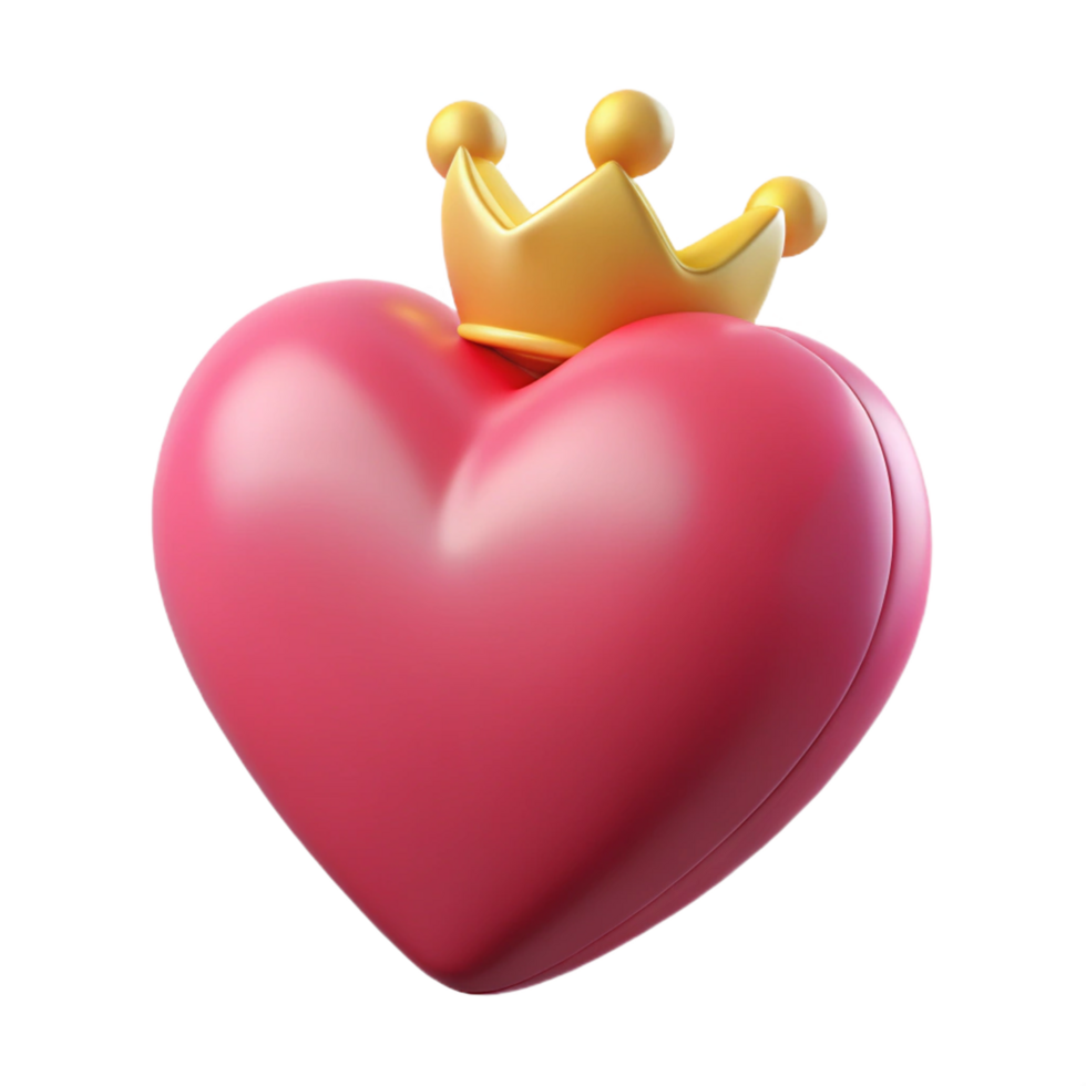 Gorgeous heart shape topped with a shiny crown png