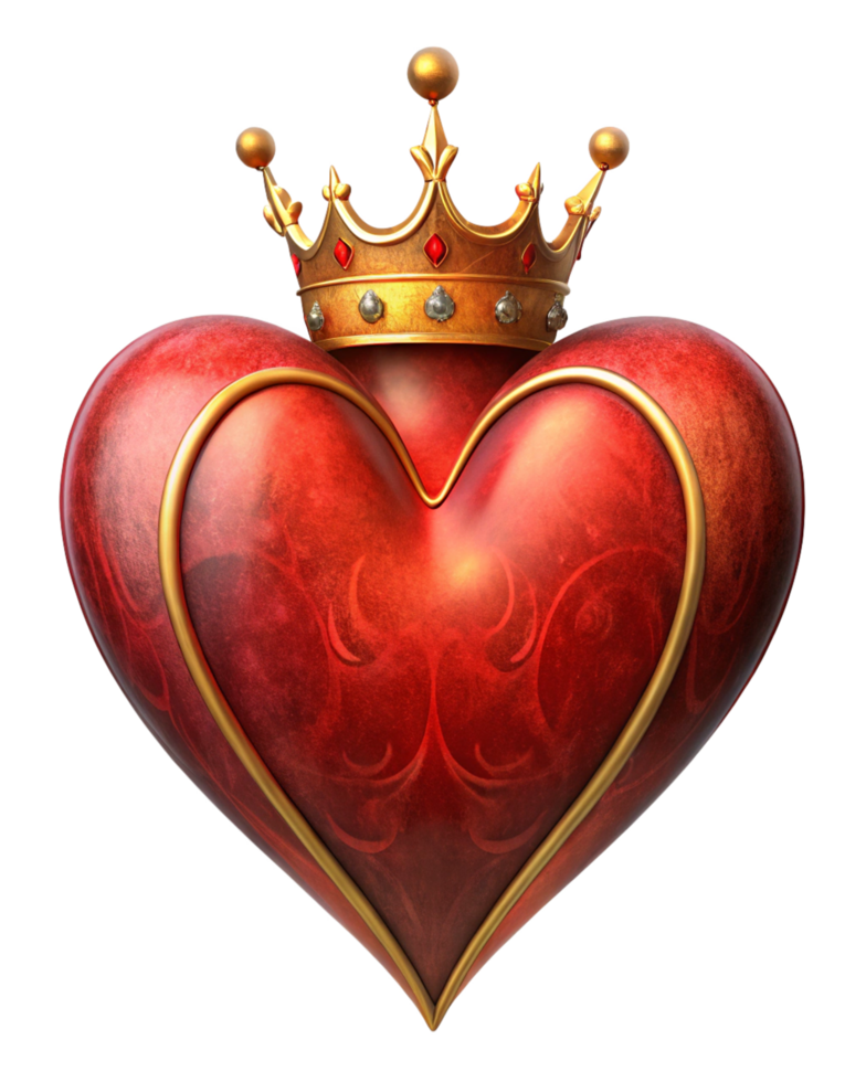 Artistic heart shape with a luxurious golden crown png