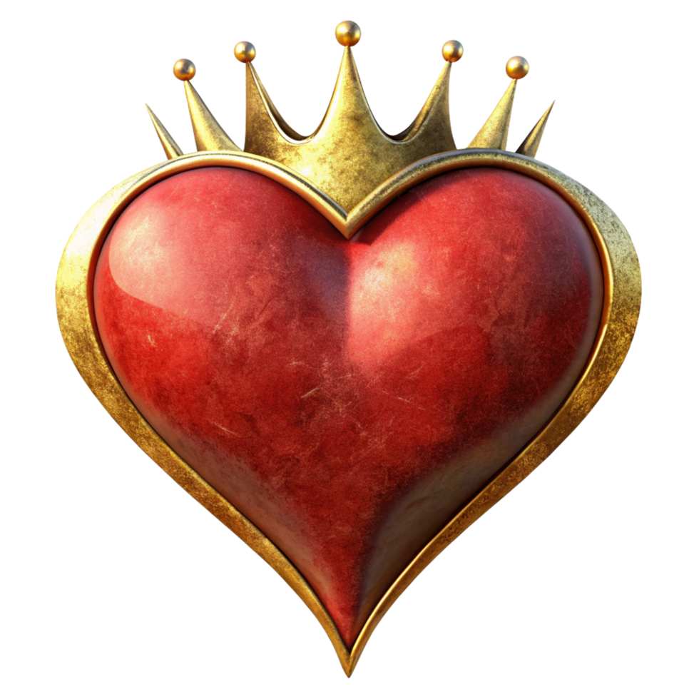 Crowned heart graphic representing romance and royalty png