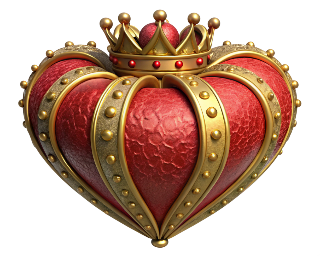 Beautifully crafted heart crowned with elegance png