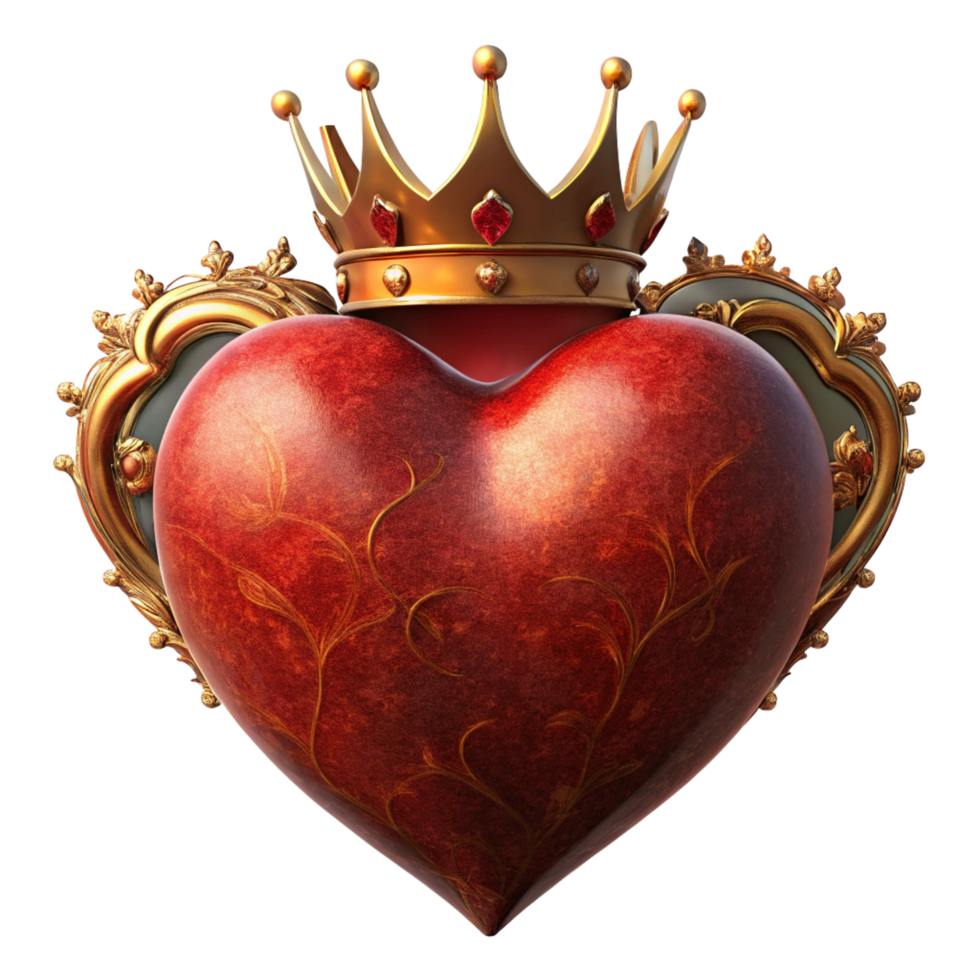 Royal love concept illustrated with a crowned heart png