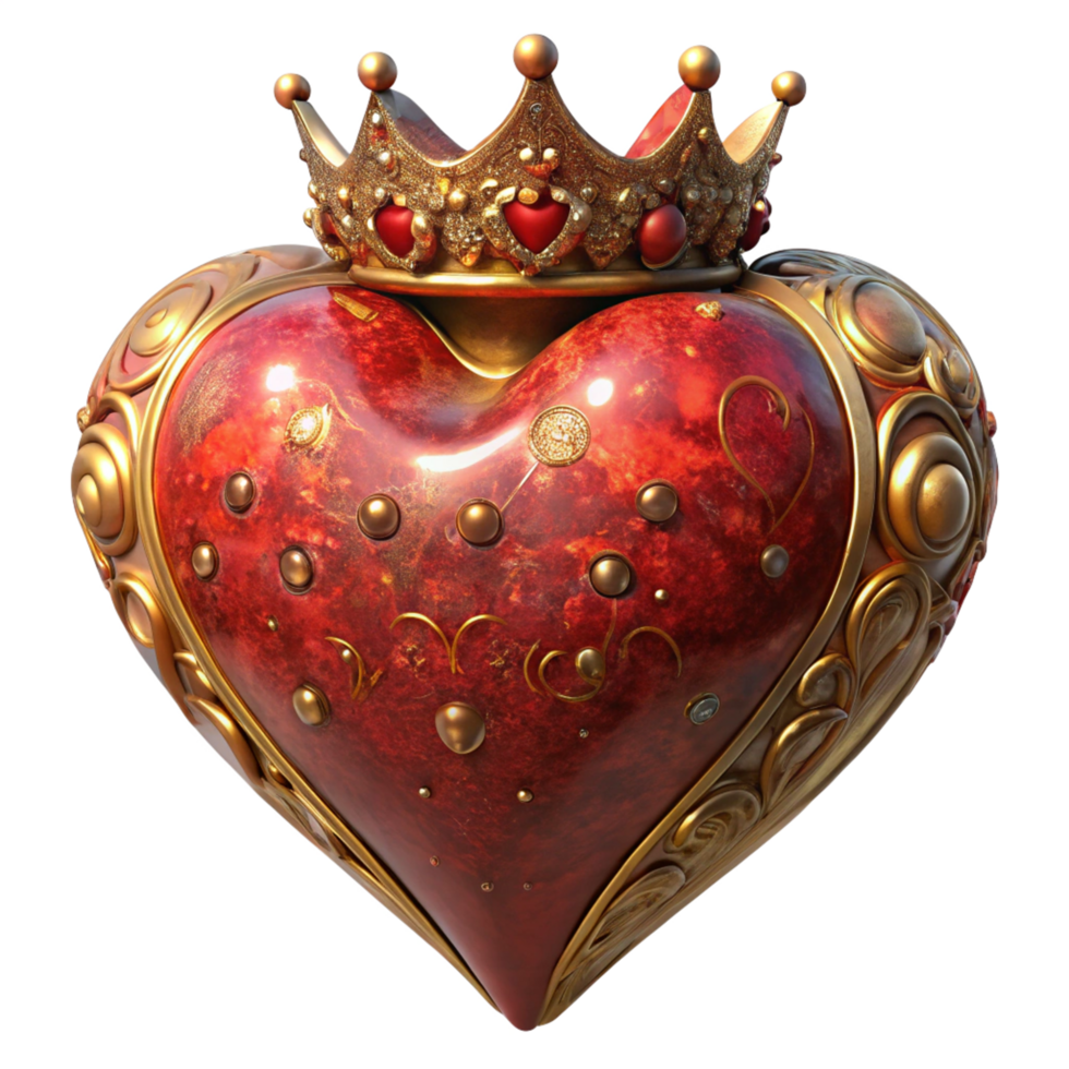 Passionate heart topped with an exquisite crown png