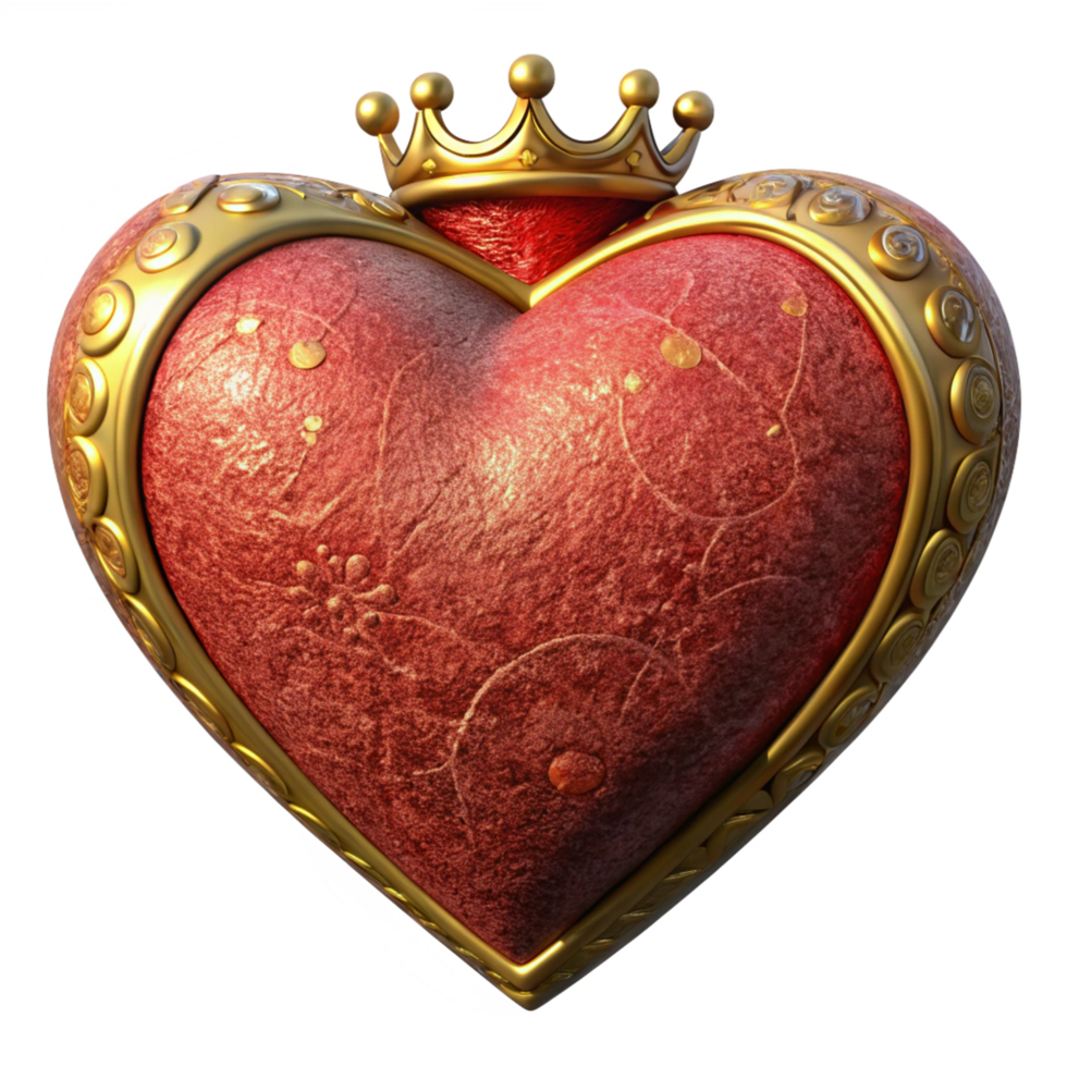 Majestic heart with an intricate crown design png