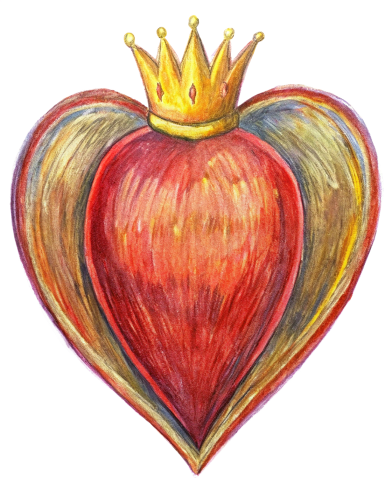 Red heart with a sleek and stylish crown png