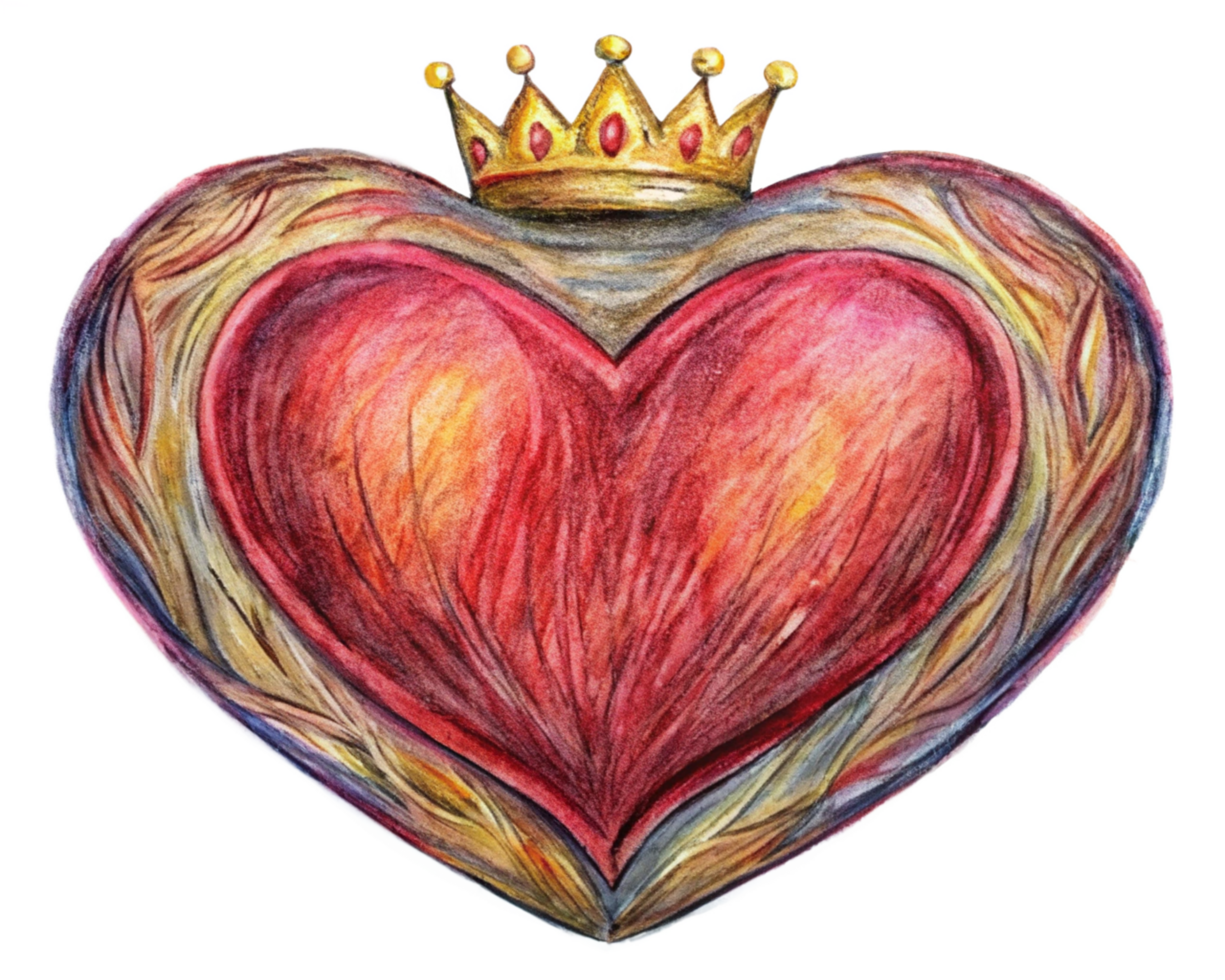 Elegant love symbol with a decorative crown png