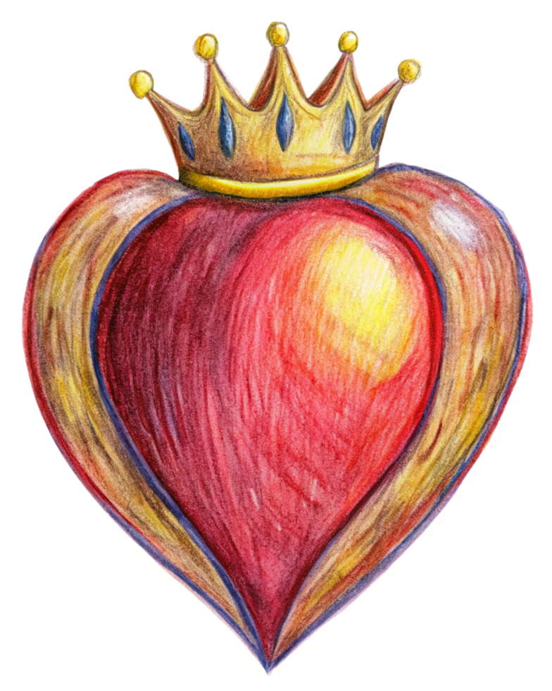 Heart shape crowned with golden elegance png