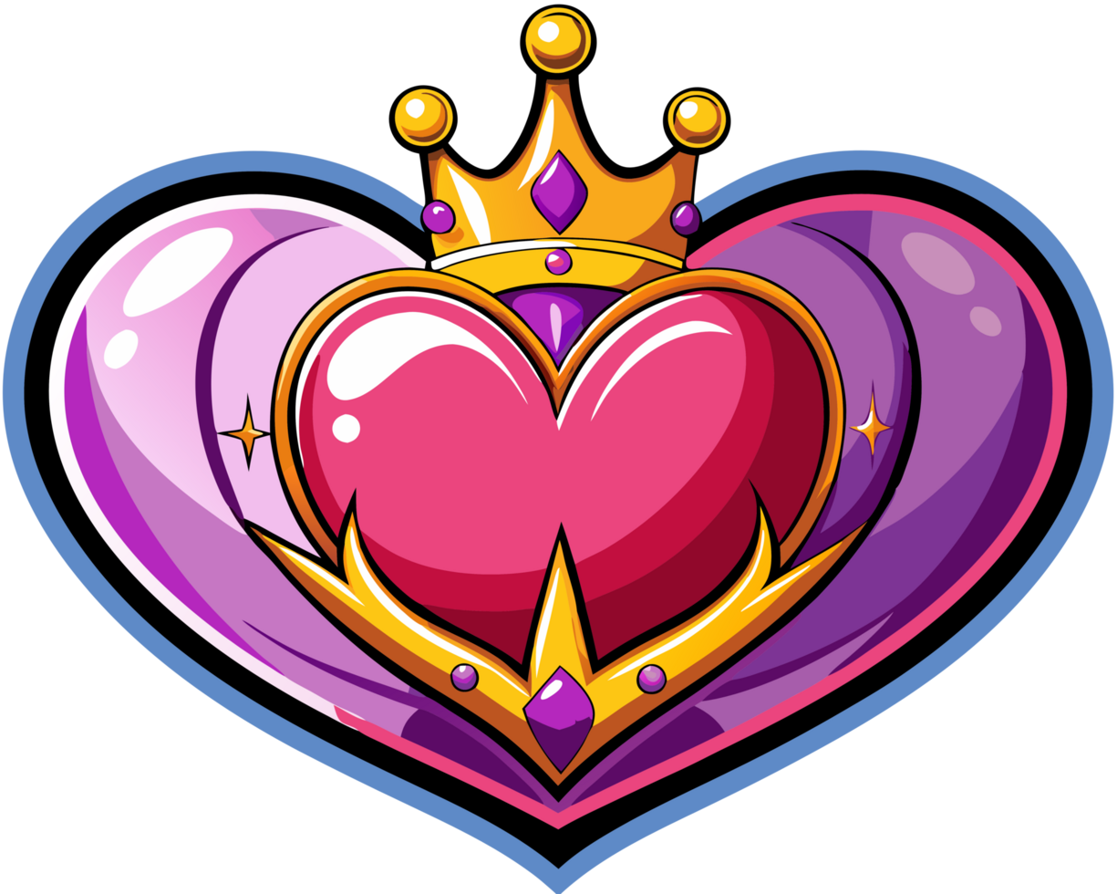 Heart-shaped emblem with an exquisite crown png