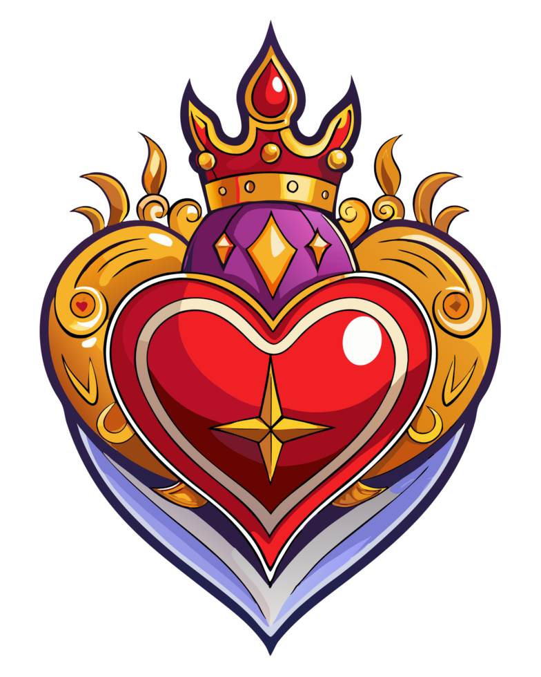 Royal love symbol with a heart and crown png