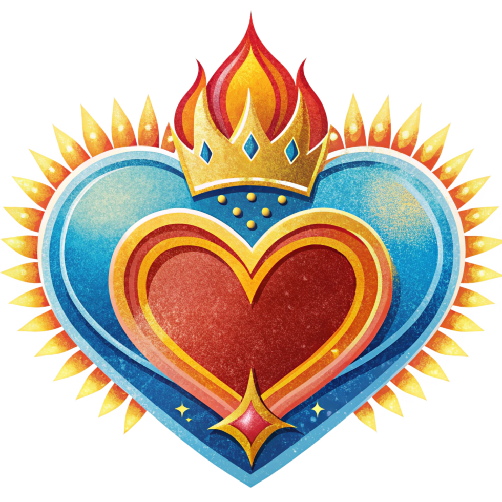 Heart shape with a kingly crown for regal designs png