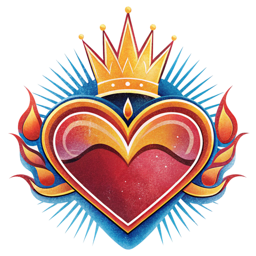 Beautiful heart symbol with a royal crown png