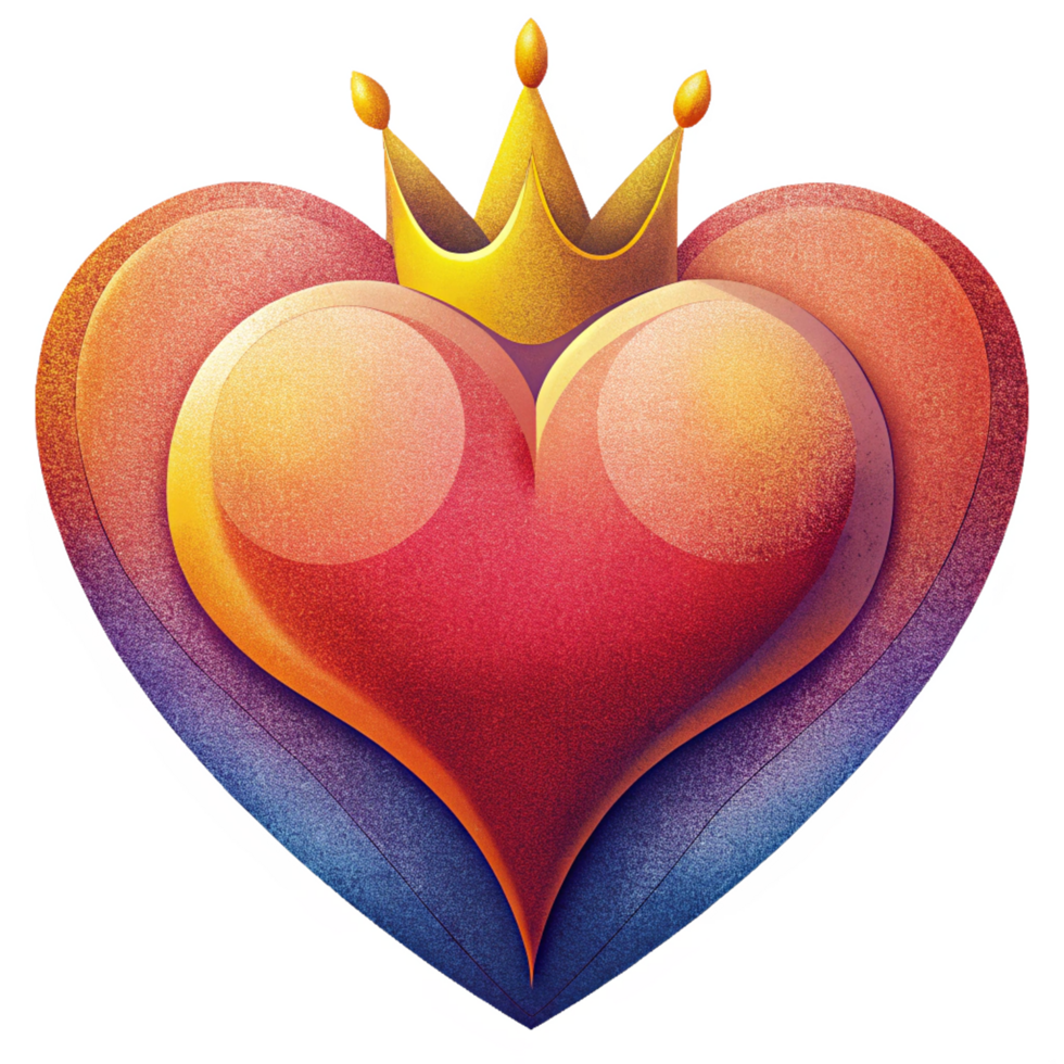 Elegant heart shape adorned with a royal crown png