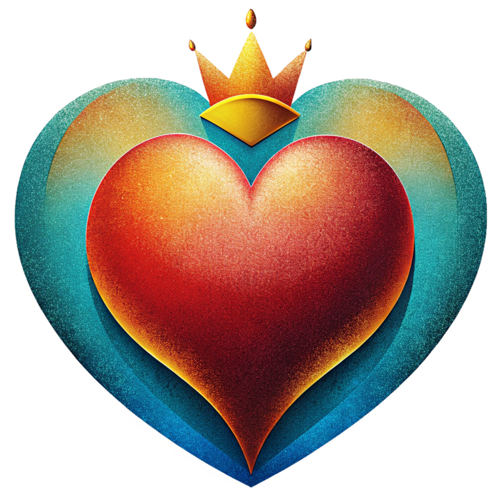 Luxurious heart shape with a golden crown png