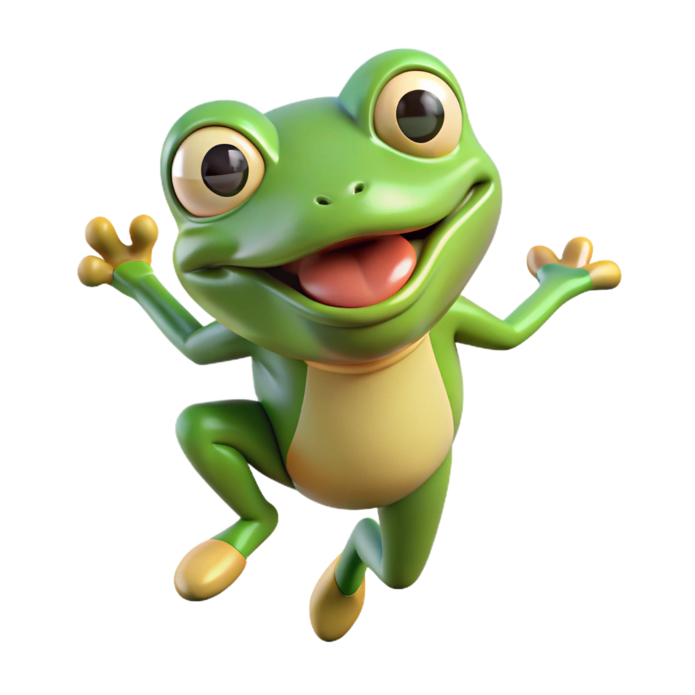 Jumping amphibian with wide eyes on transparent background png