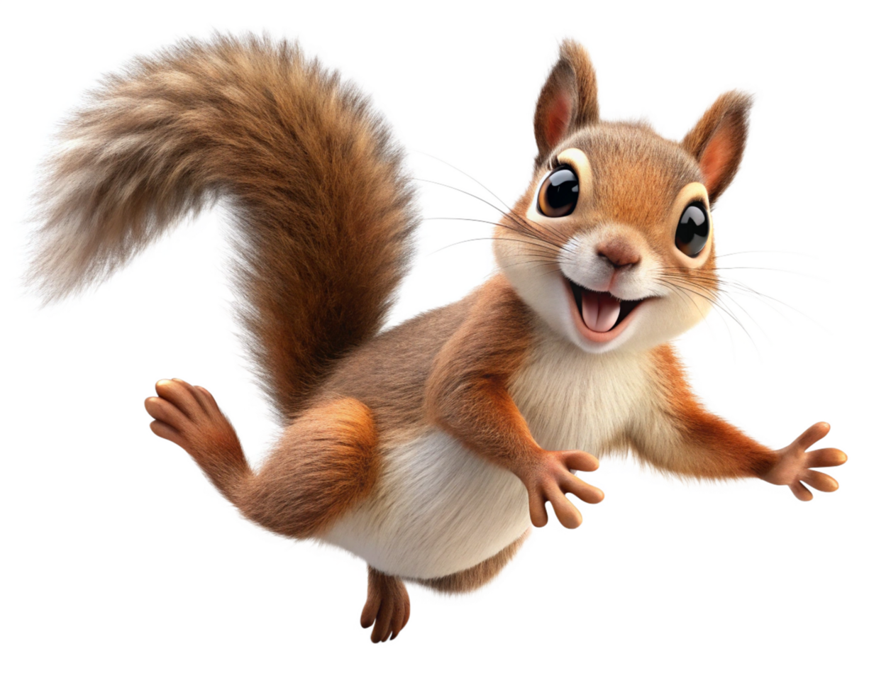 Adorable little squirrel making a bouncy jump on transparent background png