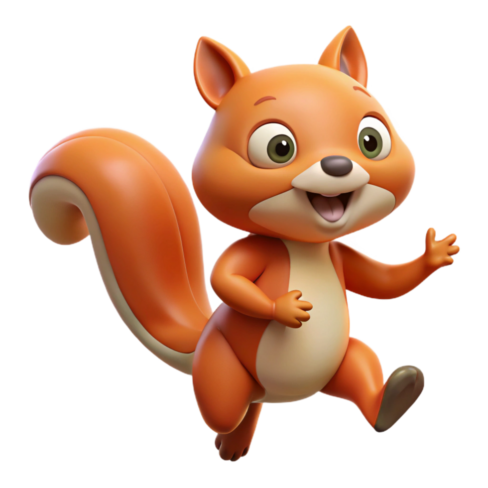 Joyful bushy-tailed squirrel in action with transparent background png