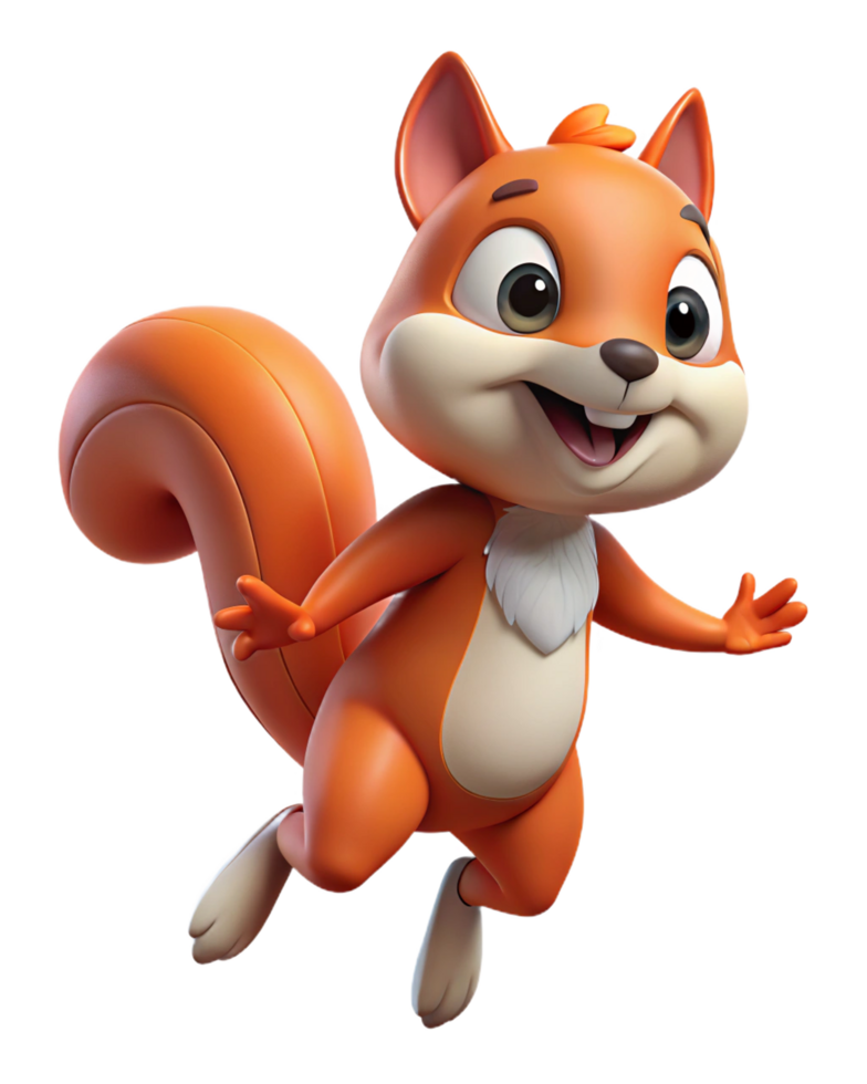 Happy squirrel soaring upwards in a jump with transparent background png