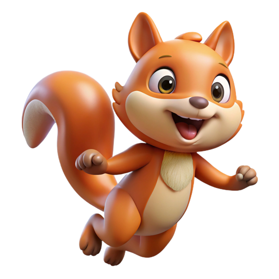 Cute squirrel enjoying an exciting jump on transparent background png