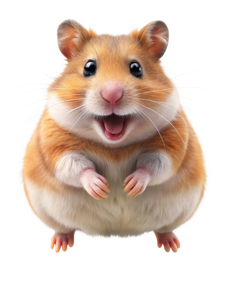 Playful pet hamster bouncing forward with transparent background png
