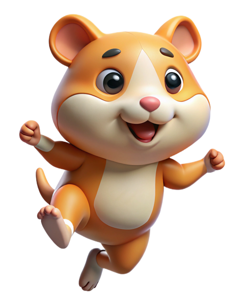 Cute hamster making a joyful bounce on transparent background png
