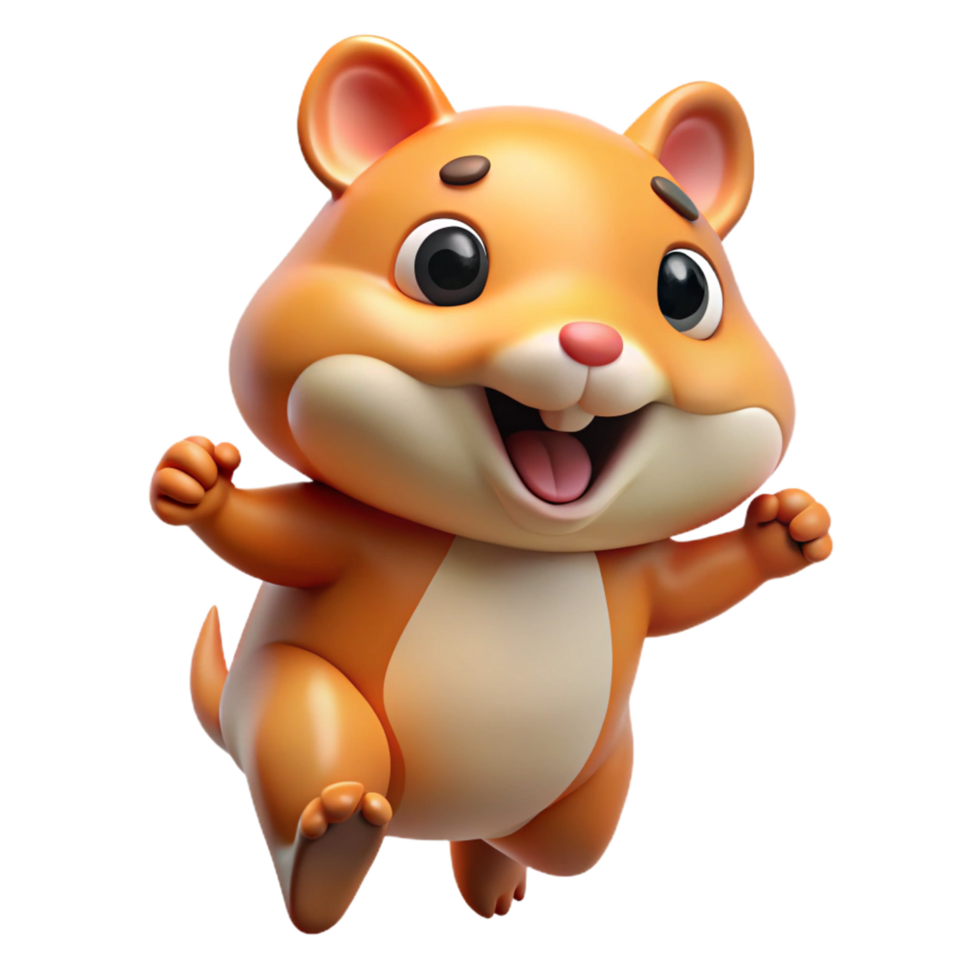 Adorable leaping hamster character on transparent background png