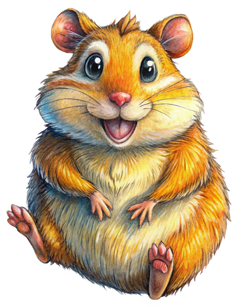 Cute pet hamster bouncing happily on transparent background png