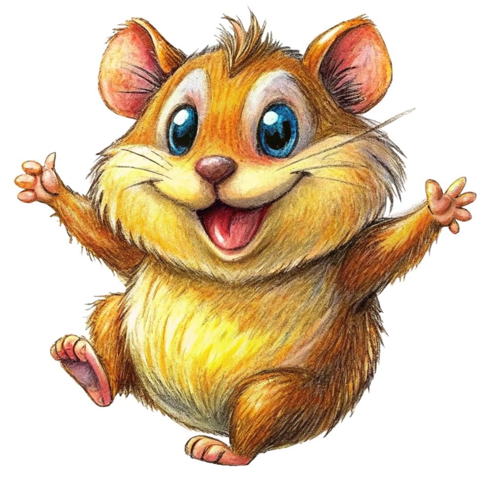 Cute jumping hamster with tiny ears and fluffy tail on transparent background png