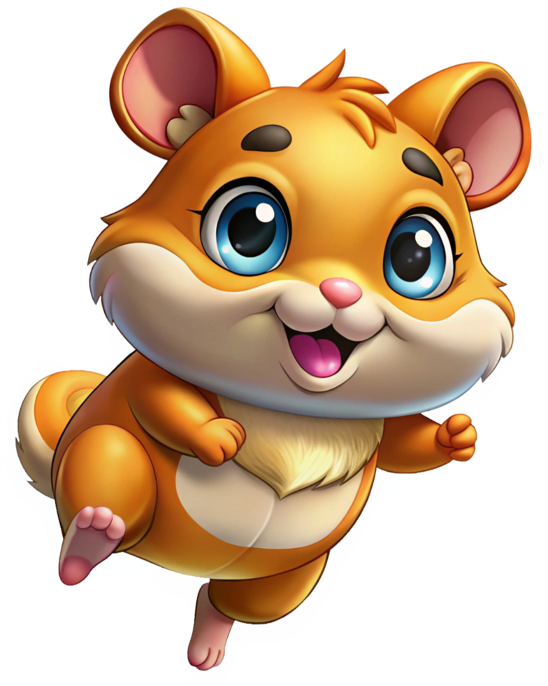 Funny hamster making a joyful leap on transparent background png