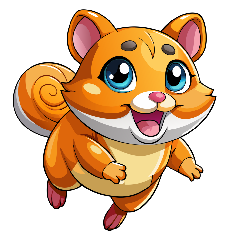 Happy hamster mid-jump with transparent background png