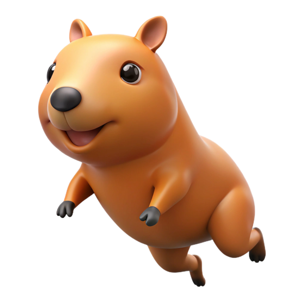 Cute capybara enjoying an exciting jump on transparent background png