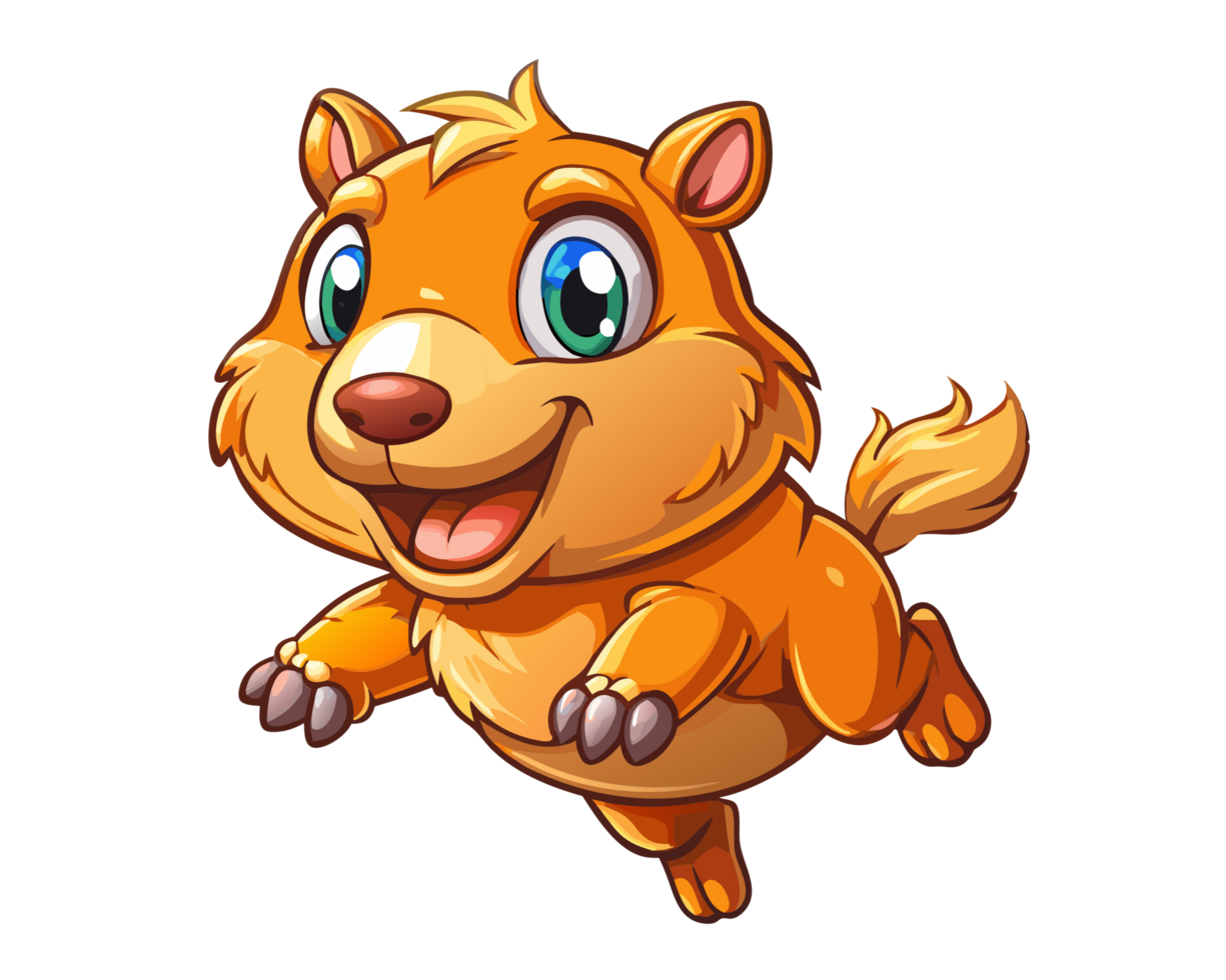 Funny capybara making a joyful leap on transparent background png