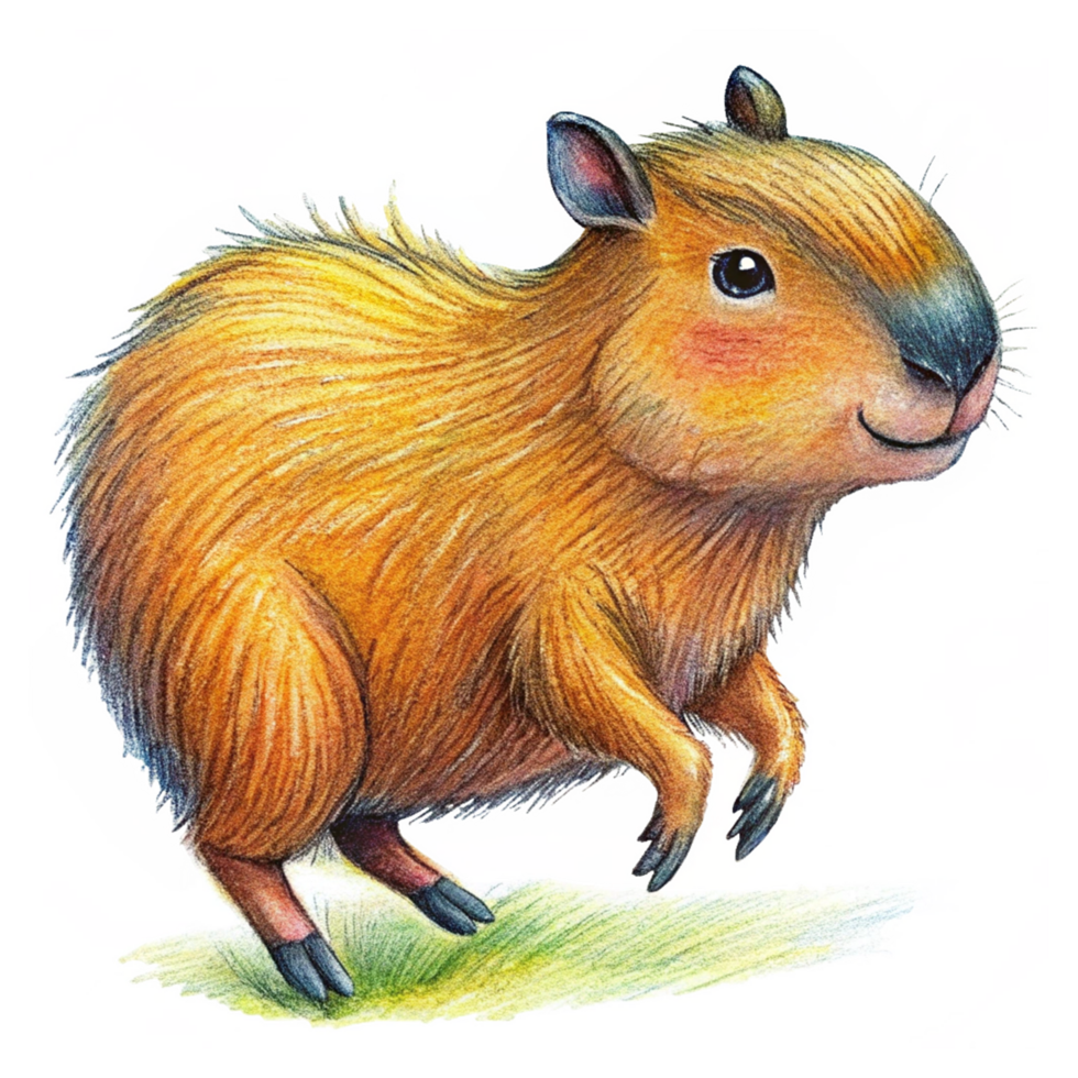 Playful capybara making an energetic leap on transparent background png