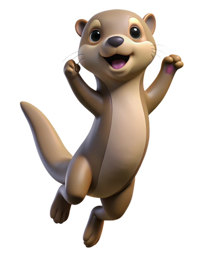 Cute otter enjoying an exciting jump on transparent background png