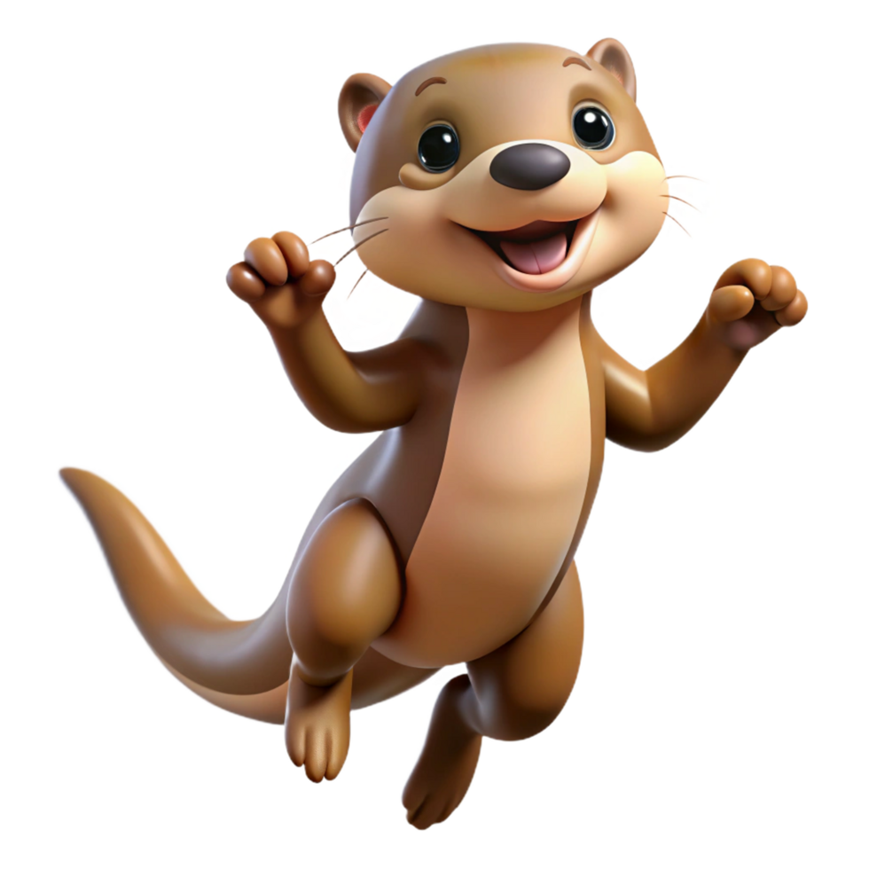 Cute little otter bouncing high on transparent background png