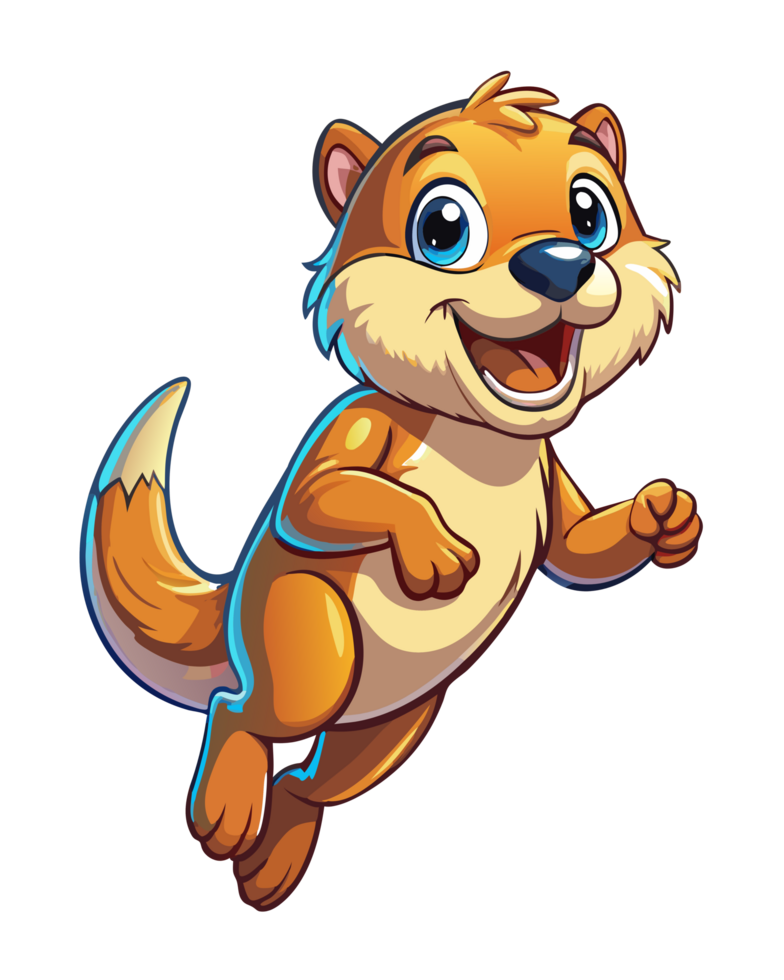 Funny otter making a joyful leap on transparent background png