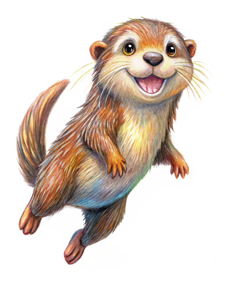 Playful otter making an energetic leap on transparent background png