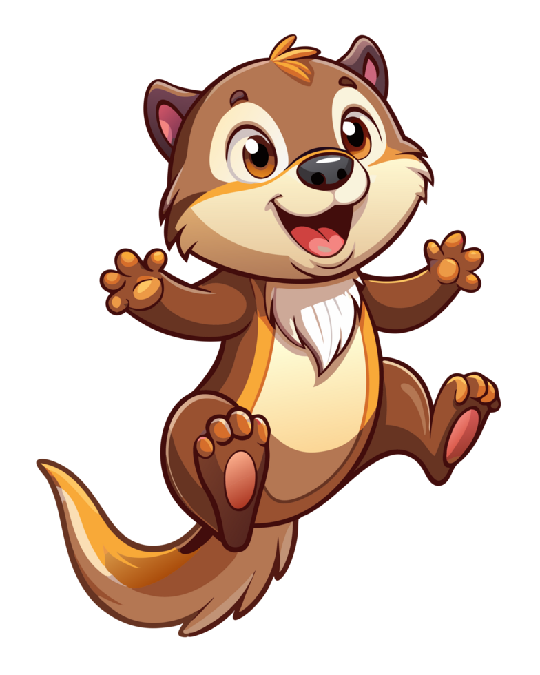 Playful otter leaping in the air on transparent background png