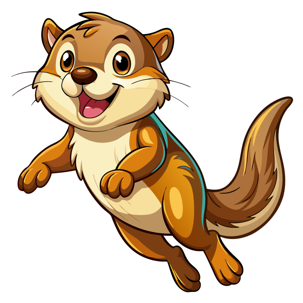 Cute jumping otter image with transparent background png